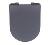 WENKO Abattant WC Sedilo | Lunettes WC avec Frein de Chute | Installation Rapide | Déclipsable pour Entretien Facile | Tampon Mural | Assise jusqu'à 300kg| Duroplastique | 36,2 x 45,2 cm| Gris Mat