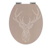 WENKO Abattant WC Stag | Lunettes WC avec Frein de Chute | Installation Rapide | Déclipsable pour Entretien Facile | Tampon Mural | Design scandinave| MDF | 37,5 x 44 cm| Taupe
