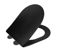 WENKO Abattant WC ultra Fin GALATI | Duroplast anti-bactérien | Fermeture Douce | Déclipsable, Fixation facile | Noir | 36x46 cm