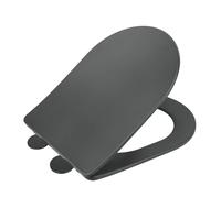 WENKO Abattant WC ultra Fin GALATI | Duroplast anti-bactérien | Fermeture Douce | Déclipsable, Fixation facile | Gris | 36x46 cm