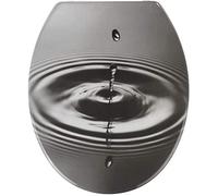WENKO Abattant WC Waterdrop Gris Easy-Close Couvercle de WC antibactérien, abaissement Automatique Multicolore