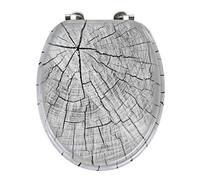 WENKO Abattant WC Wood - fixation en acier inox, MDF, 34.5 x 41 cm, Multicolore