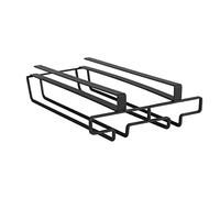 WENKO Accroche-Verres pour étagère - Module d'armoire Cuisine pour 6 Tasses, Métal, 20 x 7 x 28 cm, Noir