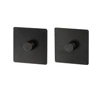 WENKO Adaptateur Turbo-Loc® carré noir, set de 2 unités, système de fixation sans perçage de trous, à l'aide de tampons adhésifs spéciaux, adhérence extrêmement forte sur toutes les surfaces lisses, acier plat peint par poudrage, 6,3 x 1,4 x 6,3 cm chaque