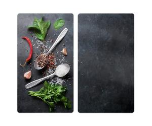 WENKO Allstar Plaque de Protection en Verre Basilic Set de 2 - Set de 2, Couvre-Plaque de Cuisson pour plaques de Cuisson vitrocéramiques ou Induction, Verre trempé, 30 x 0.8 x 52 cm, Multicolore