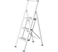 WENKO Alu escabeau pliable robuste escabeau de ménage en aluminium 3 marches