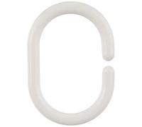 WENKO Anneaux pour Rideau de Douche Set de 12 - Set de 12, ovales, Plastique, 3 x 4.5 cm, Blanc