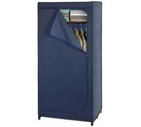 WENKO Armoire en Tissu Business | Penderie Stable avec étagère et Tringle | Fermeture par Zip éclair | Structure métallique Robuste | Charge 10 kg | Montage Facile | Polyester | 75x160x50 cm | Bleu