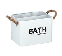 WENKO Badbox Gara avec 4 compartiments Blanc poignées en forme de cordon Blanc