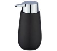 WENKO Distributeur Savon Liquide Badi, Capacité 320 ML, Céramique, 9,5x16x8 cm, Noir Mat