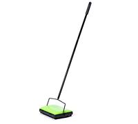 WENKO Balai mécanique Vert pour Tapis | Ramasse poussière | Fonctionne sans électricité et sans Bruit | Manche en métal | 28 x 105 x 19 cm | Noir et Vert