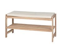 WENKO Banc d'entrée Rangement Chaussures Acina | Assise rembourrée Confortable | Meuble Chaussures entrée |Espace optimisé| Bois Acacia certifié FSC® | 90x45x34 cm | Marron