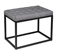WENKO Banc Amandola rembourré, banc avec coussin d'assise gris et structure noire en acier rustique, idéal pour chambre à coucher, entrée et embrasure, 59 x 45,5 x 39 cm, charge maximale 120 kg