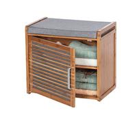 Banc armoire de salle de bain en bambou Bahari - L. 50 x H. 45 cm - Gris