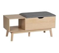 Banc d'entrée Edda avec coffre de rangement et niche ouverte - Gris et bois