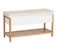 Banc D'entrée Finja Avec Coffre De Rangement - En Bambou Et Mdf Blanc