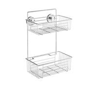 WENKO Etagère murale salle de bain Bari, 2 paniers de douche, fixation sans perçage Vacuum-Loc®, acier, 26x38x17 cm, chromé