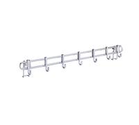 WENKO Barre de crédence cuisine Style porte ustensiles de cuisine mural avec 7 crochets en acier inox, Métal, 60x6,5x3 cm, Argent
