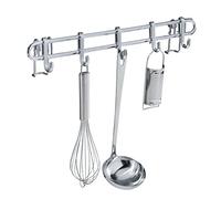 WENKO Barre de crédence Style avec 5 crochets Wandleiste, Küchen-Reling Argent brillant
