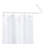 WENKO Barre de Douche d'angle Universelle | Tringle Douche Angle | Longueur Adaptable avec 3 possibilités de Combinaison | Matériel de Fixation Inclus | Aluminium Inoxydable | 2cm | Blanc