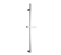WENKO Barre de douche Design, barre de douche carrée pour un look élégant, aménagement de douche en inox avec support pour douchette et support mural coulissant, 68 cm, chrome