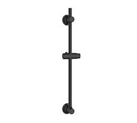 WENKO Barre de Douche sans perçage, Barre de Douche à Fixer avec Un Pad adhésif spécial, en INOX avec Support pour douchette, Support Mural Coulissant, (L/P x H) : Ø 2,2 x 70 cm, Noir