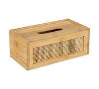 WENKO Boîte à mouchoirs Allegre, boîte décorative pour lingettes ou serviettes en rotin et bambou de haute qualité, distributeur à mouchoirs style bohème, 25 x 10 x 13 cm, naturel