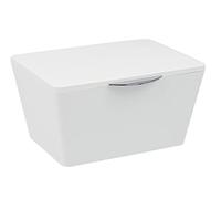 WENKO Boîte avec Couvercle Brasil, Panier de Rangement, Panier de Salle de Bain avec Couvercle, Plastique (Pet), 19 x 10 x 15.5 cm, Blanc