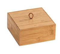 WENKO Boîte avec Couvercle en Bambou Terra M - Boîte de Rangement, Panier de Salle de Bain Capacité: 1.13 l, Bambou, 15 x 7 x 15 cm, Naturel