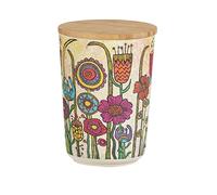 WENKO Boîte de conservation Flowers, récipient de conservation, couvercle en bambou, conservation hermétique de mueslis, farine et sucre, sans BPA, contenance 0,7 litres, Ø 10,5 x 14,5 cm, multicolore