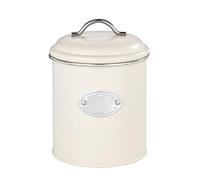 WENKO Boîte de Conservation Nero 1,6 Litre, boîte à provisions au Design rétro pour Conserver hermétiquement Les Aliments secs, en métal laqué avec Application inscriptible, Ø 13 x 18 cm, Beige