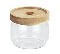 WENKO Boîte de conservation Vido, 300 ml, boîte à provisions transparente en verre avec couvercle à fermeture hermétique en bois d'acacia certifié FSC®, peu encombrant et empilable, Ø 9 x 7,5 cm