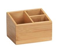 WENKO Boîte de Rangement Bambou Mod. Terra | Organisateur 3 Compartiments pour Salle de Bain Cuisine et Bureau | Écologique et Pratique | Dimensions 12 x 8,5 x 9 cm | Couleur Brun