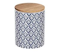WENKO Boite de rangement céramique hermétique avec couvercle bambou, Lorca, Capacité 0,95 l, Céramique - Bambou, Ø 11x15 cm, multicolore