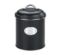 WENKO Boîte de rangement Nero, 1,6 litres, boîte fraîcheur, étanche à l'air, étanche à l'eau, en métal verni, Ø 13 x 18 cm, noire