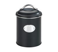 WENKO Boîte de rangement Nero, 1 litre, boîte fraîcheur, étanche à l'air, étanche à l'eau, en métal verni, Ø 11,5 x 16,5 cm, noire