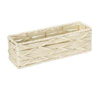 WENKO Boîte de rangement Vabriano, panier en papier tressé, pour la salle de bain et le bureau, avec tiges métalliques stabilisatrices, 32 x 10 x 10 cm, style boho branché, beige