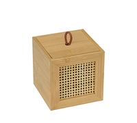 WENKO Boîte de salle de bain Allegre, boîte décorative avec couvercle dans un style bohème tendance, en bambou et rotin tressé de qualité, ranger des accessoires de toilette, 9 x 9 x 9 cm, naturel