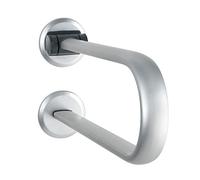 WENKO Bras de soutien Secura Premium relevable - Poignée de sécurité rabattable pour la zone de lavabo de siège de WC, capacité de charge atteignant 120 kg, Aluminium, 53 x 11 x 27 cm, Argent mat