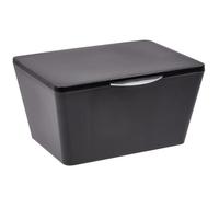 Wenko Boîte de rangement Brasil – Panier salle de bain, Plastique (PET) 19×10×15,5 cm Noir