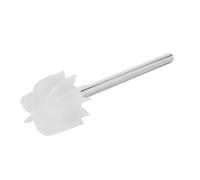 WENKO Brosse à WC de Rechange Blanche avec tête à lamelles en Silicone, Brosse à WC à tête en Silicone Durable avec Effet spécialement antiadhésif & Manche en INOX, Ø 7,5 x 35,5 cm