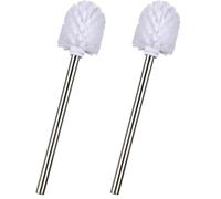 WENKO Brosse de Rechange avec Manche en Acier INOX Blanc - pour Les Ensembles WC, Acier Inoxydable, 8 x 35 x 8 cm, Brillant (Lot de 2)