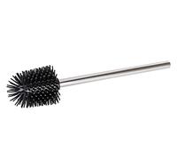 WENKO Brosse wc silicone de rechange, tête brosse WC noire avec manche acier inox, silicone, Ø 8,5x35 cm, noir - chromé