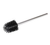 WENKO Brosse de Silicone avec Manche Acier INOX - Brosse de Toilette avec tête de Rechange en Silicone, Acier Inoxydable, 7.5 x 35 x 7.5 cm, Brillant