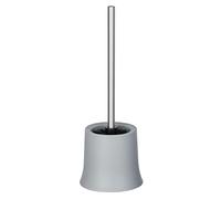 WENKO Brosse WC Basic | Accessoire WC gris avec support brosse WC design en plastique | Brosse WC interchangeable avec tête noire en inox | DIM 14 x 38 cm | Couleur gris