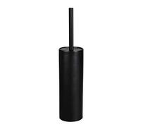 WENKO Brosse WC céramique à Poser Casoli | Porte-Brosse WC, Brosse WC avec tête en Silicone Anti adhésive (Ø 7,5) | Couvercle Flexible en Plastique | Ø 9,1 x 40 cm | Noir Intemporel
