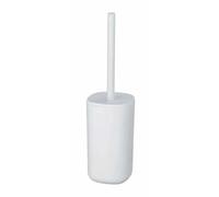 WENKO Brosse WC Davos, design fermé, Brosse WC noire, Plastique sans BPA, Ø 9,5x35 cm, Blanc Mat