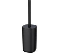 WENKO Brosse WC Davos, design fermé, Brosse WC noire, Plastique sans BPA, Ø 9,5x35 cm, Noir Mat