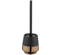 WENKO Porte Brosse WC Brandol, Brosse WC noire, céramique, Ø 11,8x12,7 cm, noir - cuivre