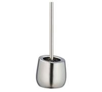 WENKO Brosse WC Badi Chromé mate céramique Porte-brosse WC avec soies en silicone et brosse pour rebords Argent mat